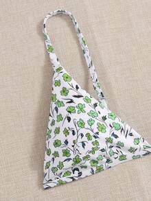 碎花三角杯丁字褲比基尼泳裝 - 白色 - 查看 3