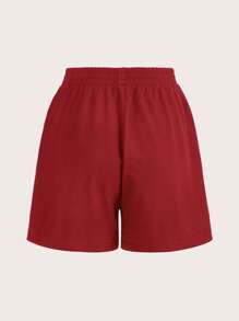 SHEIN EZwear Striped Side Track Shorts - Red - View 2