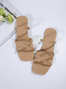 Xăng đan hoa mai thanh lịch cho nữ, Xăng đan quai chéo quai ngang - Màu be - Xem 3