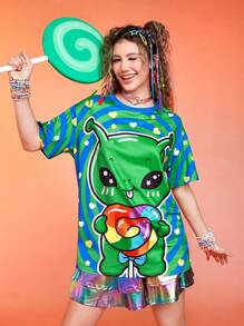 ROMWE Kawaii Áo thun nữ Hoạt hình Giải trí - Nhiều màu - Xem 1