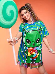 ROMWE Kawaii Áo thun nữ Hoạt hình Giải trí - Nhiều màu - Xem 3