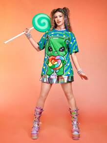 ROMWE Kawaii Áo thun nữ Hoạt hình Giải trí - Nhiều màu - Xem 4