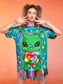 ROMWE Kawaii Áo thun nữ Hoạt hình Giải trí - Nhiều màu - Xem 5