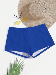 SHEIN Swim Curve Cộng với kích thước bikini đáy màu trơn Giải trí - Màu xanh lam - Xem 1