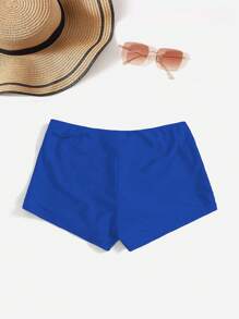 SHEIN Swim Curve Cộng với kích thước bikini đáy màu trơn Giải trí - Màu xanh lam - Xem 2