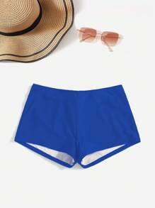 SHEIN Swim Curve Cộng với kích thước bikini đáy màu trơn Giải trí - Màu xanh lam - Xem 5
