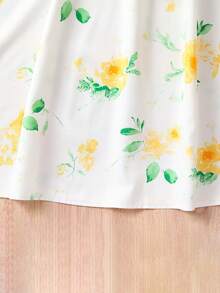 SHEIN Unity Floral Print Puff Sleeve Dress - White - View 5