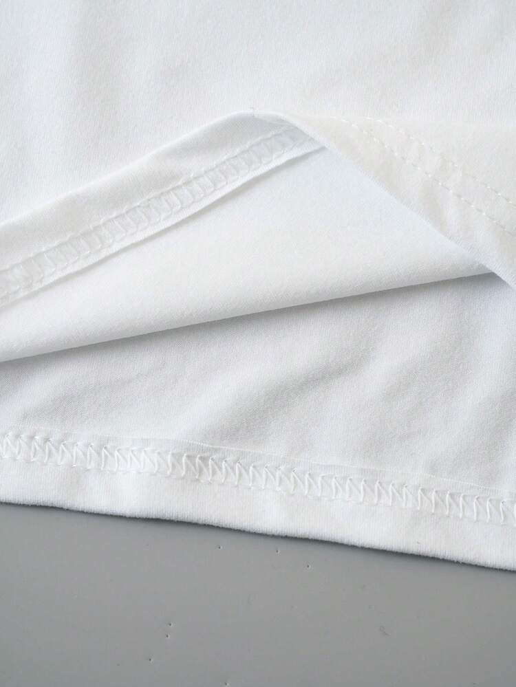 SHEIN LUNE Building And Letter Graphic Tee - White - View 4