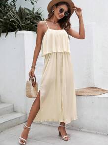 SHEIN Frenchy Split Thigh Cami Jumpsuit Summer Casual