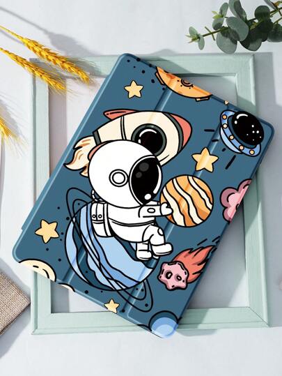Apple Spaceman Pad 保护套兼容 iPad 7/8/9 代 10.2 英寸，兼容三星 Galaxy Tab A7 10.4 英寸，带笔架，支持自动睡眠/唤醒盖