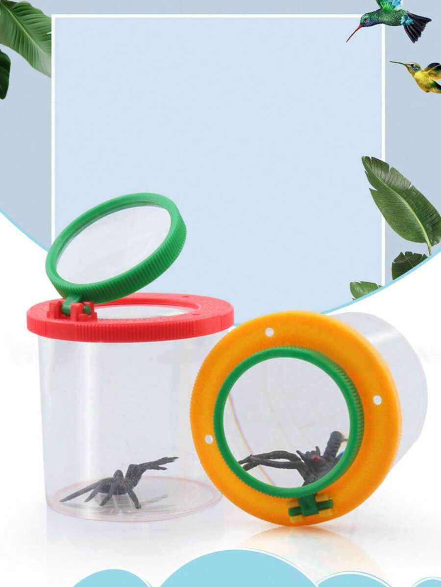 1pc Transparent Plastic Insect Magnifier, Cylinder Shaped, For Observing Small Animals, Four Seasons Available In Assorted Colors - Multicolor - View 1