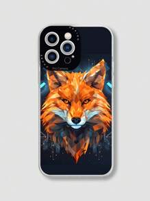 Fox Grid Pattern Tpu Phone Case Compatible With IPhone - Multicolor - View 1