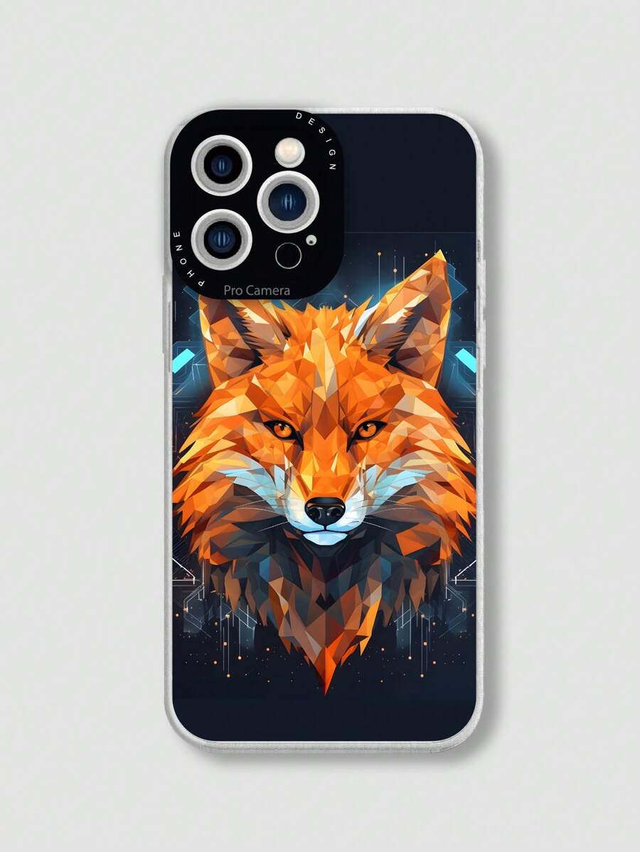 Fox Grid Pattern Tpu Phone Case Compatible With IPhone - Multicolor - View 1