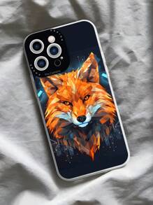 Fox Grid Pattern Tpu Phone Case Compatible With IPhone - Multicolor - View 3