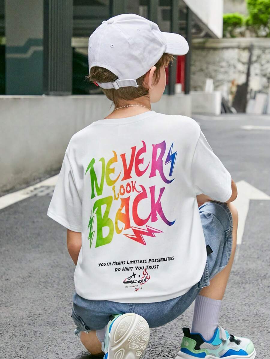 SHEIN Áo thun trễ vai có họa tiết màu chuyển sắc mát mẻ dành cho nam - trắng - Xem 1