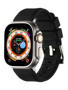 Correa de reloj de silicona unicolor compatible con Apple Watch - Negro - Ver 2