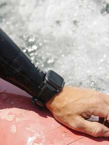 Correa de reloj de silicona unicolor compatible con Apple Watch - Negro - Ver 4