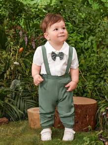 Bộ áo sơ mi nơ và quần có dây đeo mùa hè cho bé trai - Nhiều màu - Xem 4