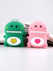 3D 卡通心形和恐龙防震钥匙扣收纳盒硅胶耳机保护壳兼容 Apple AirPods 1/2/Pro/3/Pro（第二代），粉色 - 粉色 - 查看 2