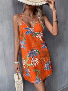 SHEIN VCAY Tropical Print Cami Dress