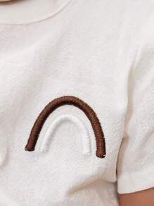 SHEIN Vintaside Kids Baby Boy Rainbow Embroidery Shirt & Shorts Set - Multicolor - View 7