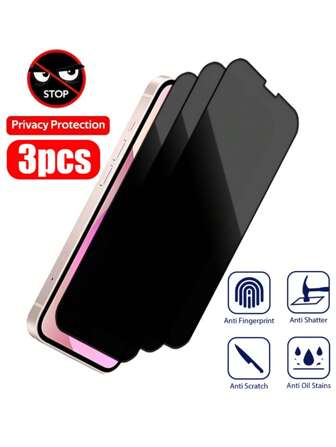 3入組鋼化隱私保護手機屏幕膜