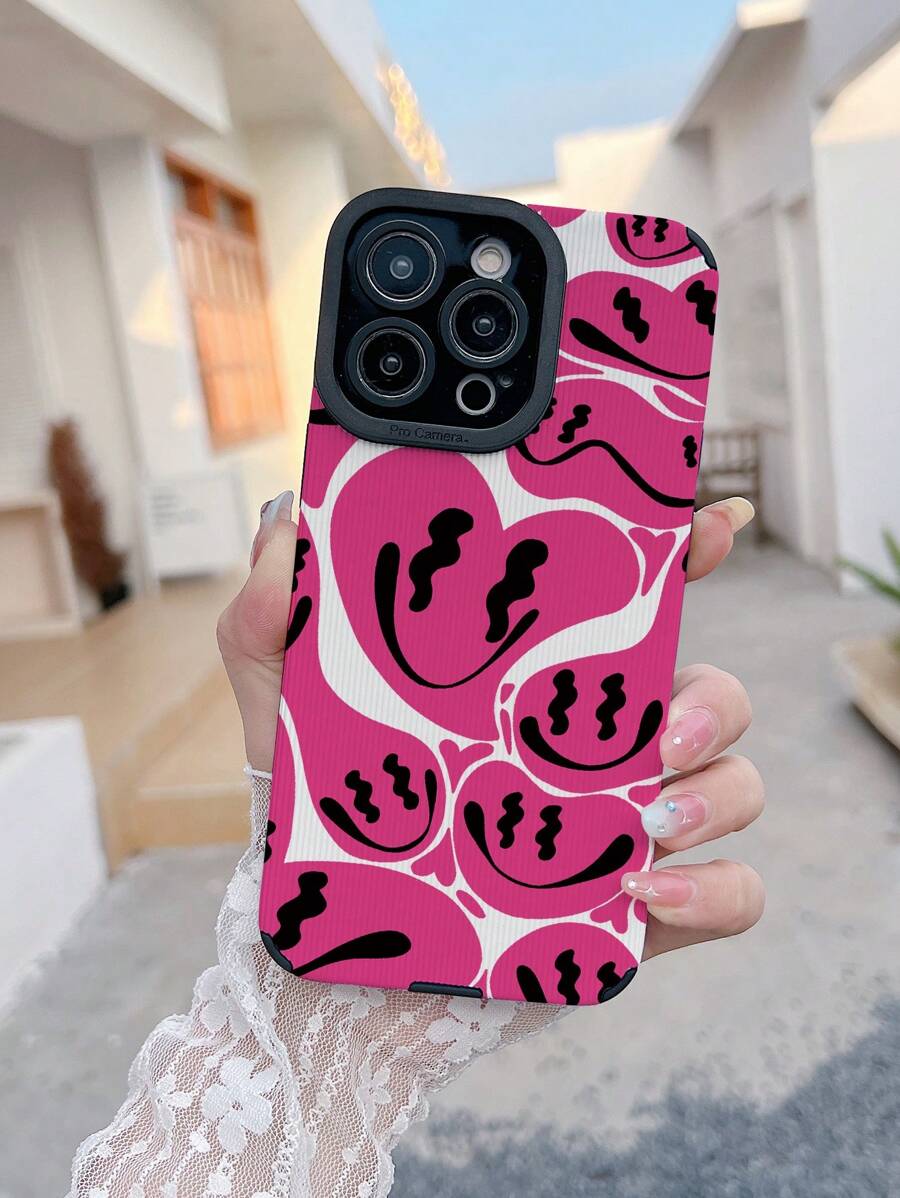 Smiling Face Print Phone Case - Multicolor - View 1