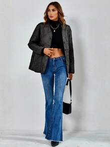 Giolshon Women's Autumn/Winter Simple And Lightweight Puffer Jacket Outerwear - Black - View 4