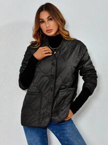 Giolshon Women's Autumn/Winter Simple And Lightweight Puffer Jacket Outerwear - Black - View 5