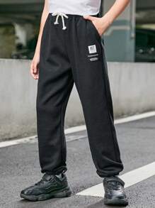 SHEIN Tween Boy Letter Graphic Drawstring Waist Sweatpants