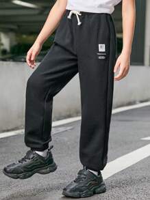SHEIN Tween Boy Letter Graphic Drawstring Waist Sweatpants