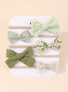 bilicaca 5pcs Baby Bow Decor Hair Band Love Valentine - Multicolor - View 1