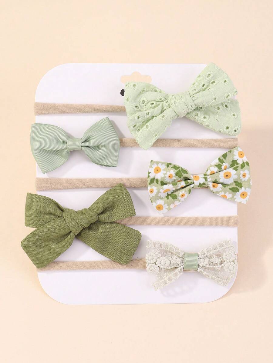 bilicaca 5pcs Baby Bow Decor Hair Band Love Valentine - Multicolor - View 1