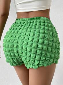 SHEIN Privé High Waist Ruched Shorts - Green - View 3
