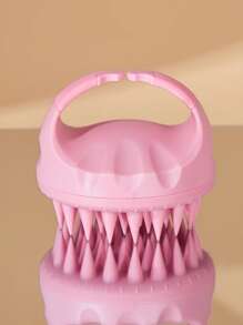 BASIC LIVING 1 件入頭皮按摩器洗髮刷洗滌器帶軟矽膠刷毛，乾濕兩用 - 粉色 - 查看 1