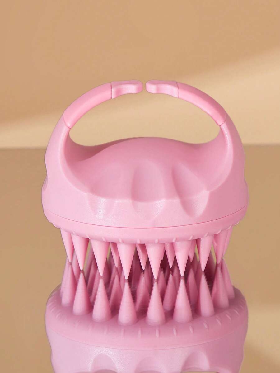 BASIC LIVING 1 件入頭皮按摩器洗髮刷洗滌器帶軟矽膠刷毛，乾濕兩用 - 粉色 - 查看 1