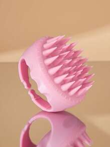 BASIC LIVING 1 件入頭皮按摩器洗髮刷洗滌器帶軟矽膠刷毛，乾濕兩用 - 粉色 - 查看 2
