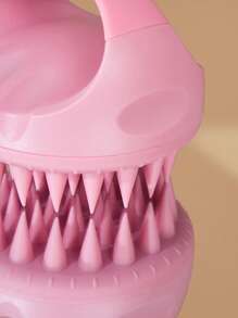 BASIC LIVING 1 件入頭皮按摩器洗髮刷洗滌器帶軟矽膠刷毛，乾濕兩用 - 粉色 - 查看 3