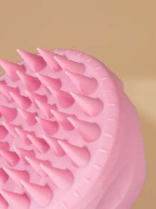 BASIC LIVING 1 件入頭皮按摩器洗髮刷洗滌器帶軟矽膠刷毛，乾濕兩用 - 粉色 - 查看 4