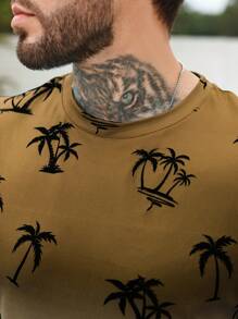Manfinity RSRT 男士椰子樹圖案漸層T恤 - 彩色 - 查看 3