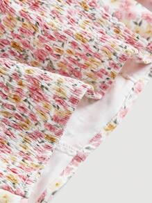 SHEIN MOD 碎花雞心領口泡泡袖短款襯衫 - 彩色 - 查看 7