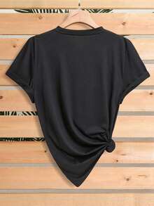 SHEIN LUNE 標語圖案T恤 - 黑色 - 查看 2