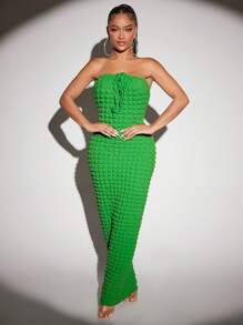 SHEIN SXY Đầm Thắt nút màu trơn Gợi cảm - màu xanh lá - Xem 1