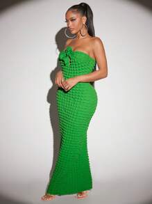 SHEIN SXY Đầm Thắt nút màu trơn Gợi cảm - màu xanh lá - Xem 6