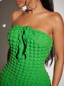 SHEIN SXY Đầm Thắt nút màu trơn Gợi cảm - màu xanh lá - Xem 7