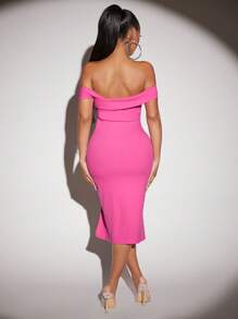 SHEIN SXY Robe Col Bardot Fendu