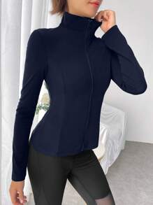 Easithlete Zip Up Sports Jacket - Navy Blue - View 4