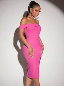 SHEIN SXY Robe Col Bardot Fendu
