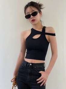 DAZY 前开襟短款上衣 外出上衣 - 黑色 - 查看 6