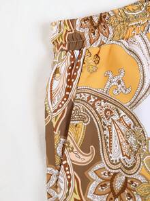 Manfinity RSRT 男士佩斯利印花襯衫&短褲 - 芥末黃 - 查看 5